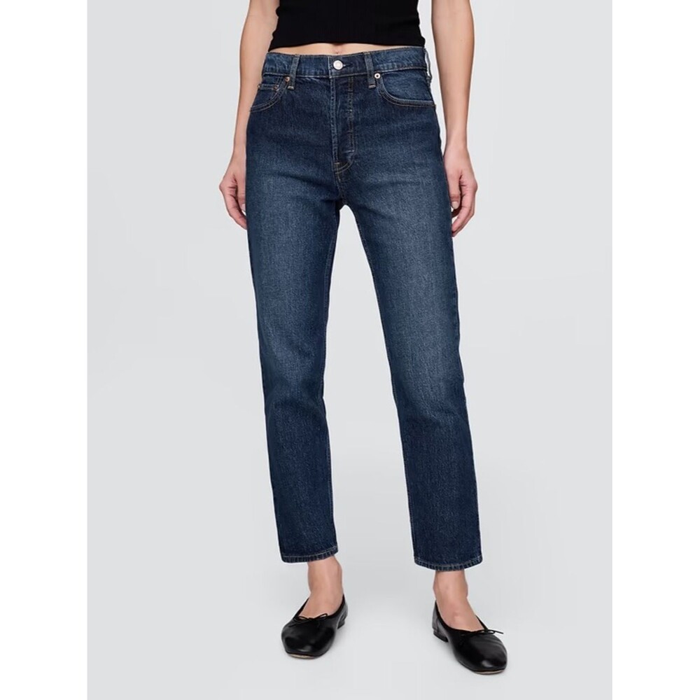 NWT GAP Women’s Dark Indigo Blue Cheeky Straight High Rise in Size 27 | 4